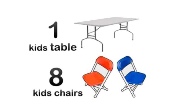 1 4ft Rectangle Kids Table & 8 Kids Chairs