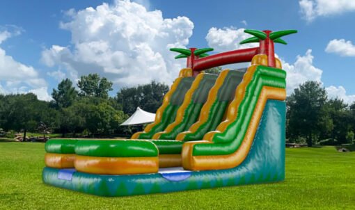 18ft Double Lane Palm Tree Water Slide