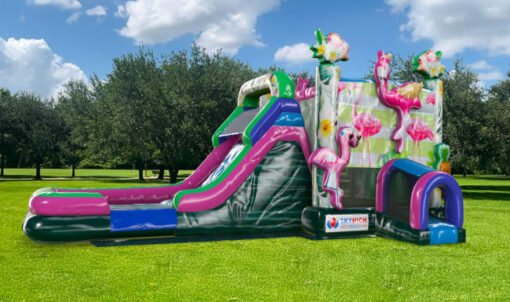 Flamingo Bounce House Combo w/ (Dry or Wet/Water Slide)