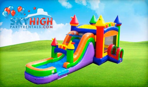 Modern Rainbow Bounce House Combo (Wet/Dry)