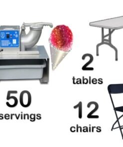 Snow Cone Machine, 2 Rectangle Tables & 12 Chairs Package